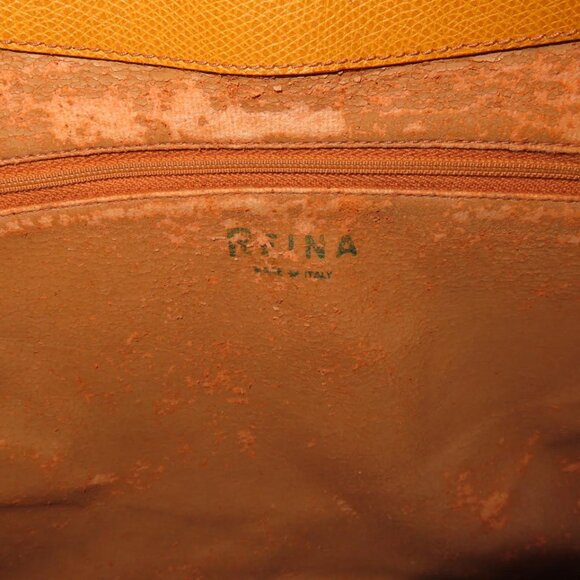 REINA Italian Leather Tan Leather Trim Beige Canvas Shoulder Bag - Picture 7 of 10